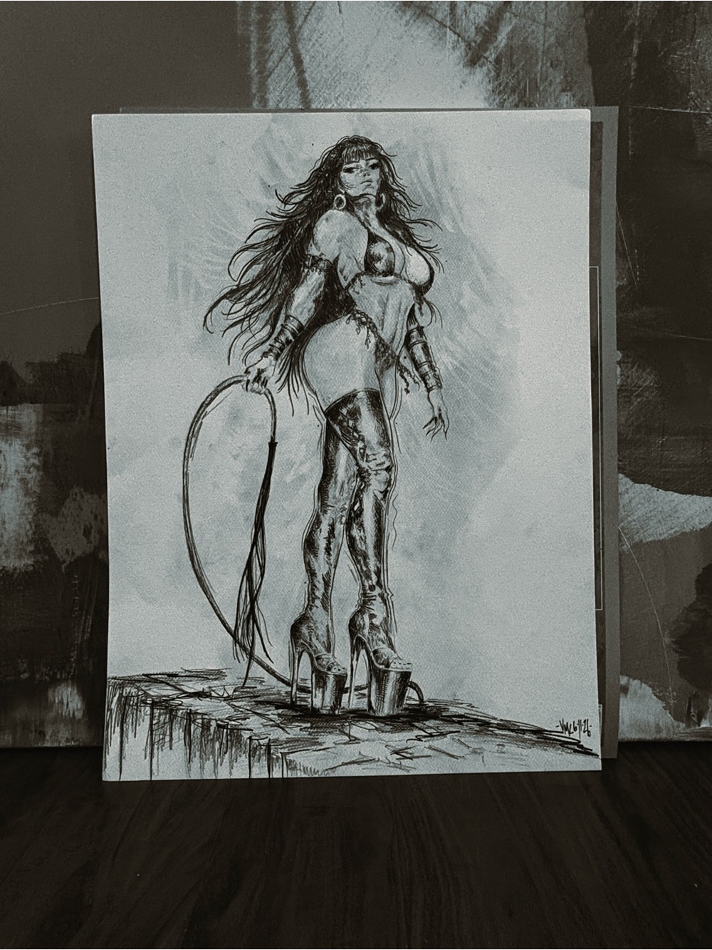 Black and White Warrior Woman Art Print - Home Art
